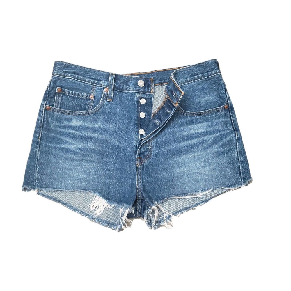 Levi's 501 Premium Womens Big E High Rise Cut Off Button Fly Mom Jean Shorts 30